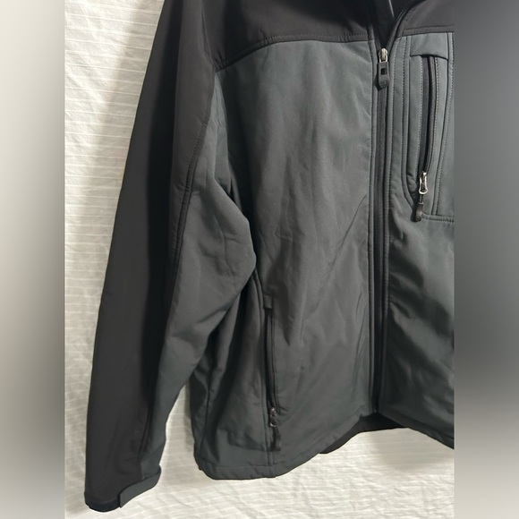 Free Country Mens Knit Fleece Jacket Black Full Zip Quilted Overlay Size XXL - Picture 2 of 10